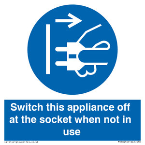 Switch this appliance off at the socket when not in use